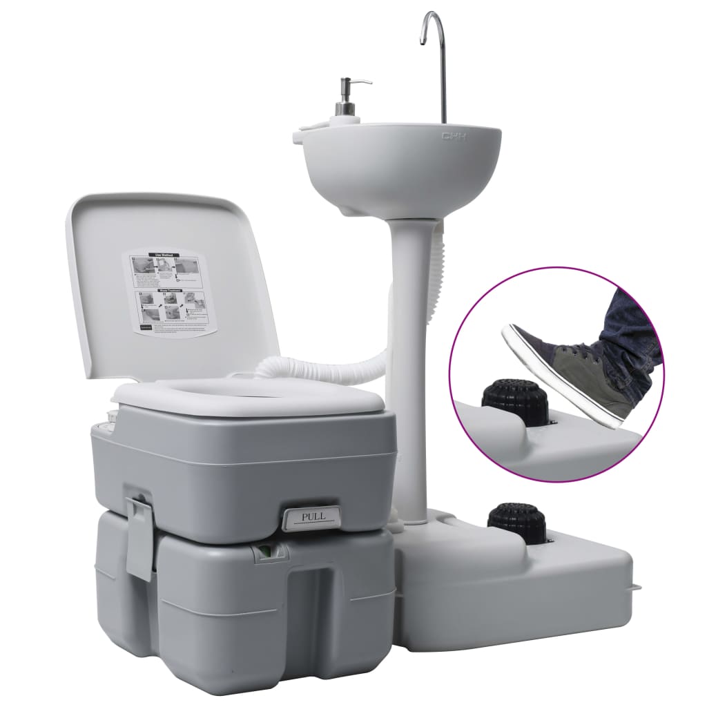 Vidaxl Camping Toilet et lavabo avec réservoir d'eau