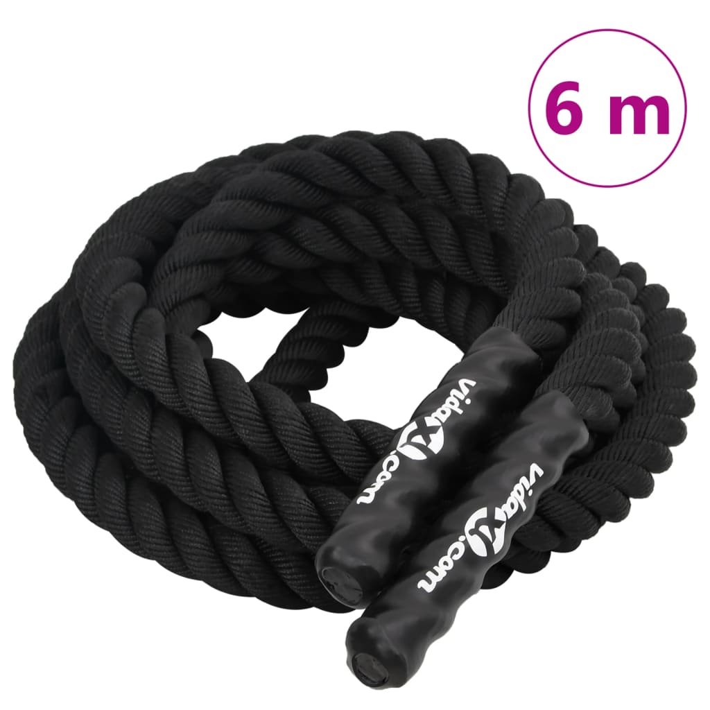 Vidaxl Battle Rope 6 m 4,5 kg poliester črna