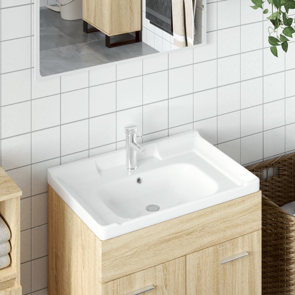 Vidaxl Washbasin prostokątny 61x48x23 cm ceramiczny biały