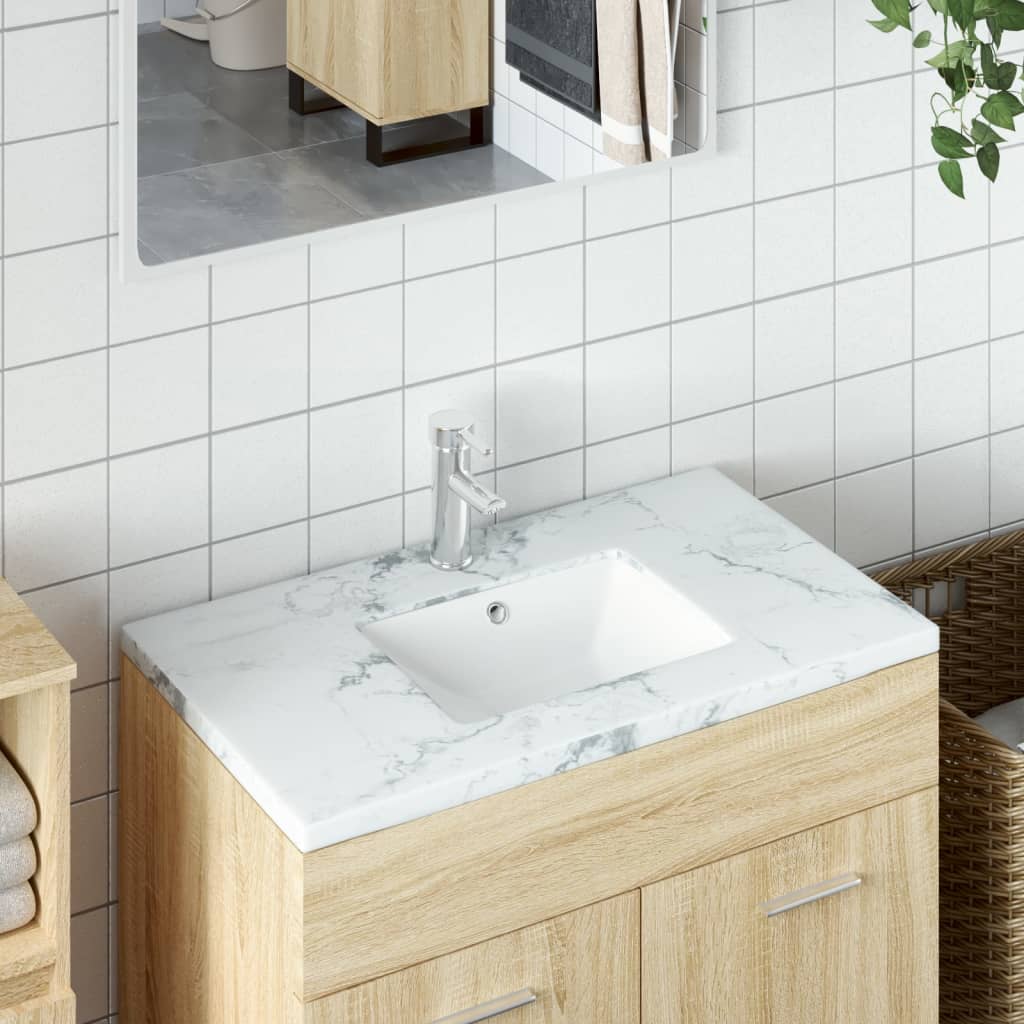 Vidaxl Washbasin pravokotni 30,5x27x14 cm keramična bela