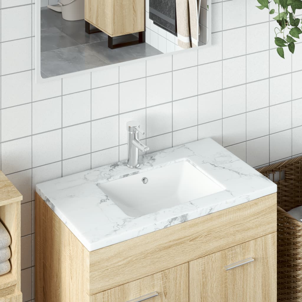 Vidaxl Washbasin pravokotni 47,5x35x19,5 cm keramična bela