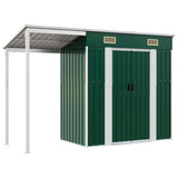 Vidaxl Garden Shed With Extended Roof 277x110.5x181 cm stålgrønn