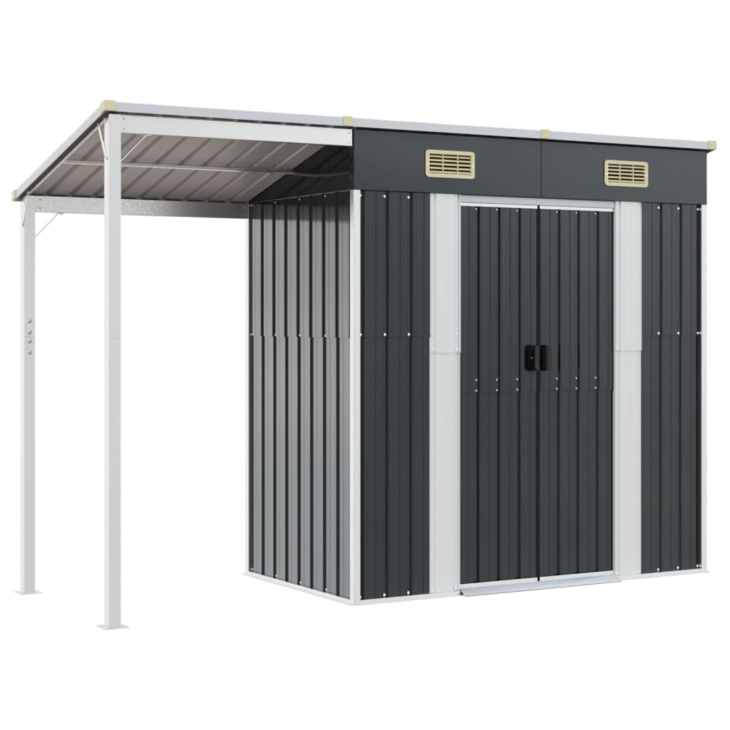 Vidaxl Garden Shed med utökat tak 277x110.5x181 cm stålantracit