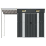 Vidaxl Garden Shed med utvidet tak 277x110.5x181 cm stål Antracitt