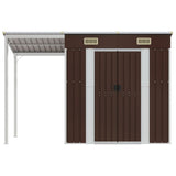 Vidaxl Garden Shed med utvidet tak 277x110.5x181 cm stålbrun