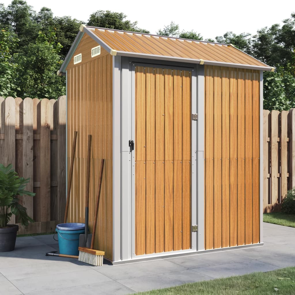 Vidaxl Garden Shed 192x152.5x237 cm galvaniseret stål lysebrun