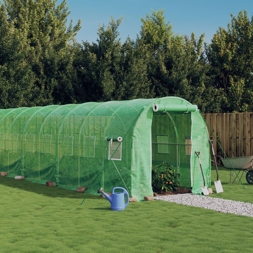 Vidaxl tuinkas con telaio in acciaio 24 m² 12x2x2 m verde