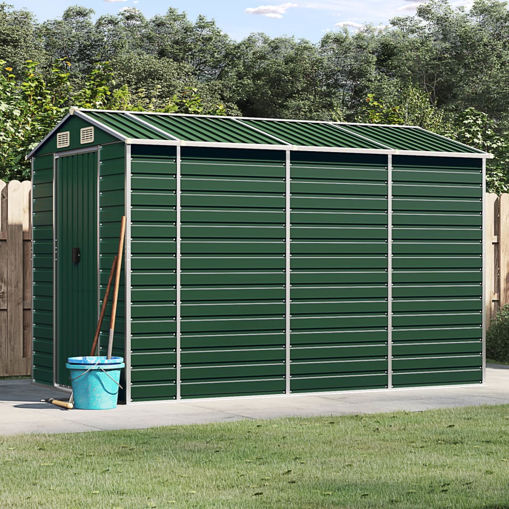 Vidaxl Garden Shed 191x300x198 cm Galvaniseret stålgrøn