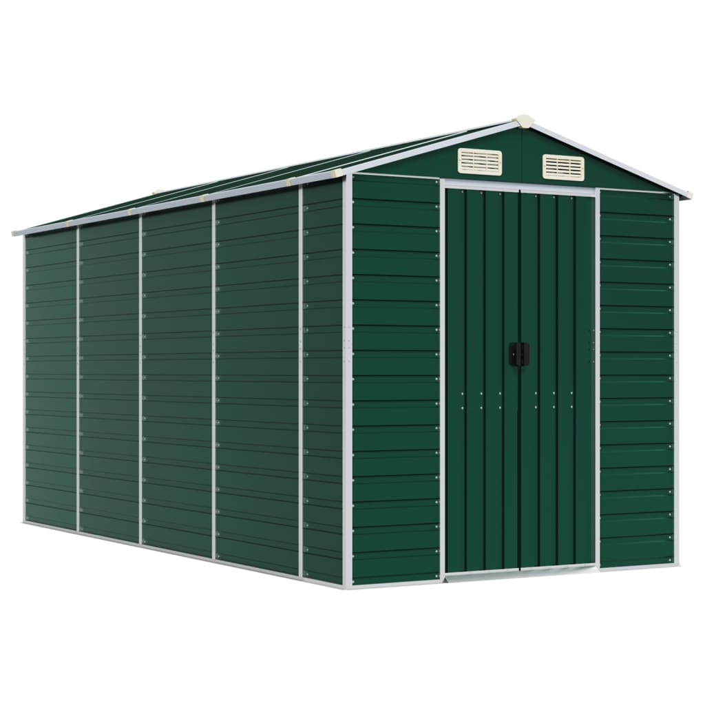 Vidaxl Garden Shed 191x385x198 cm galvanisert stålgrønn