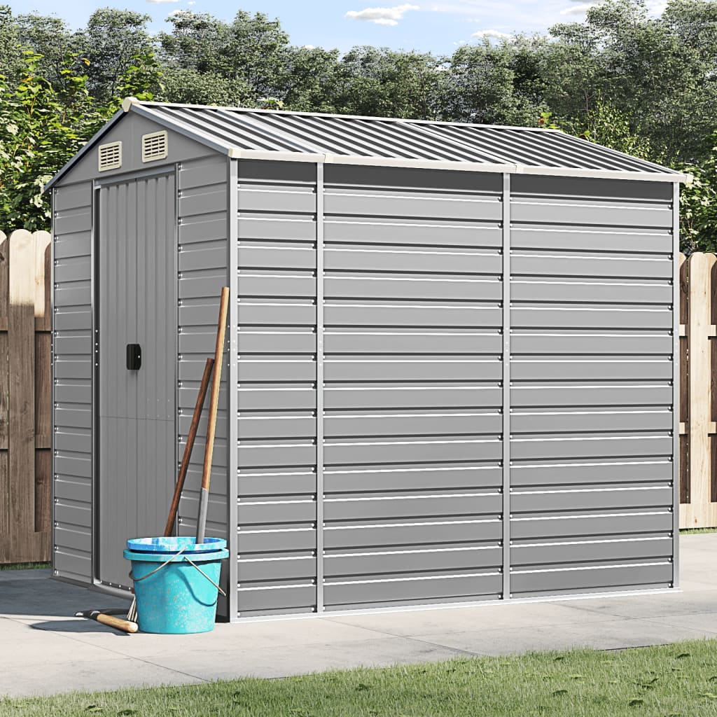 Vidaxl Garden Shed 191x215x198 cm galvanisert stål lys grå