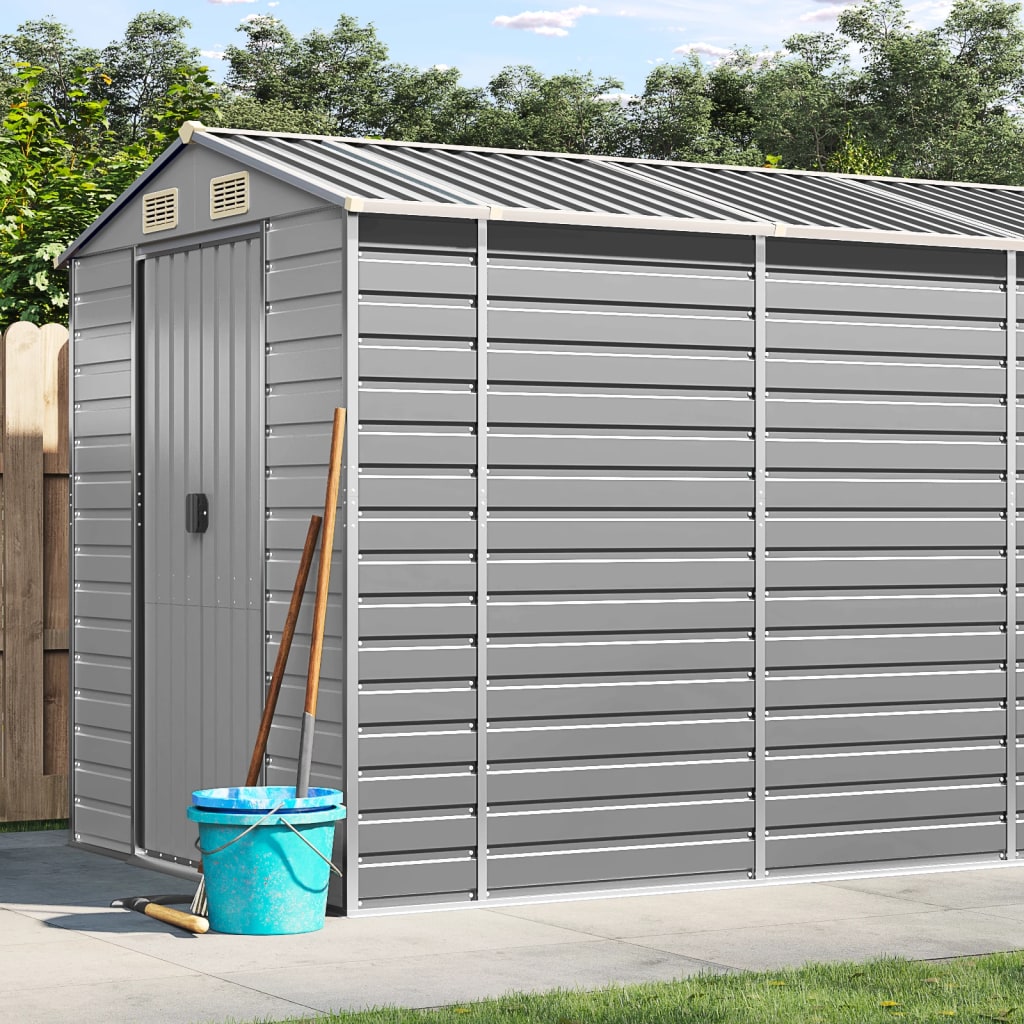 Vidaxl Garden Shed 191x555x198 cm Galvaniseret stållysgrå