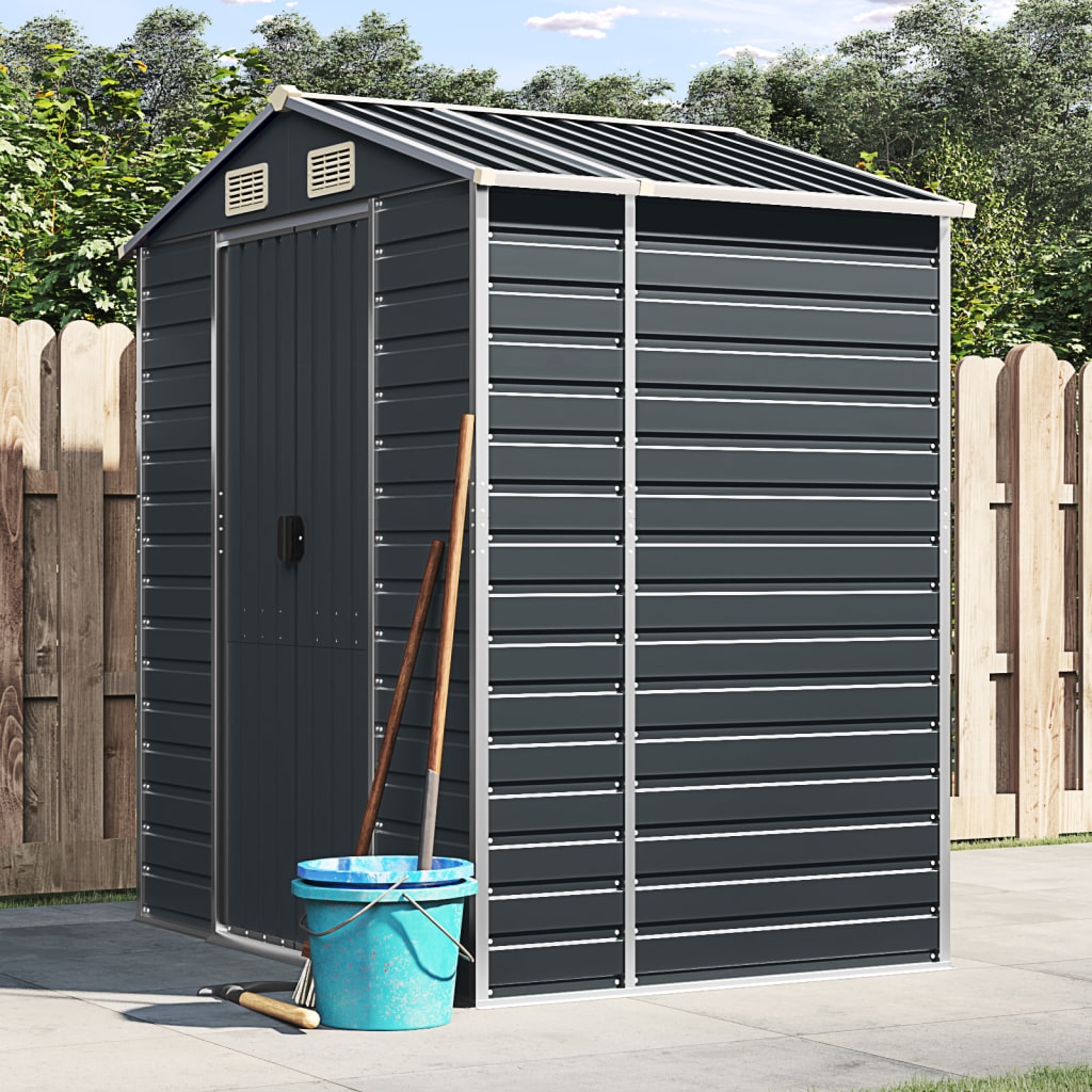 Vidaxl Garden Shed 191x130x198 cm galvaniseret stål antracit -farvet