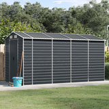 Vidaxl Garden Shed 191x385x198 cm galvanisert stål Antracitt -farget