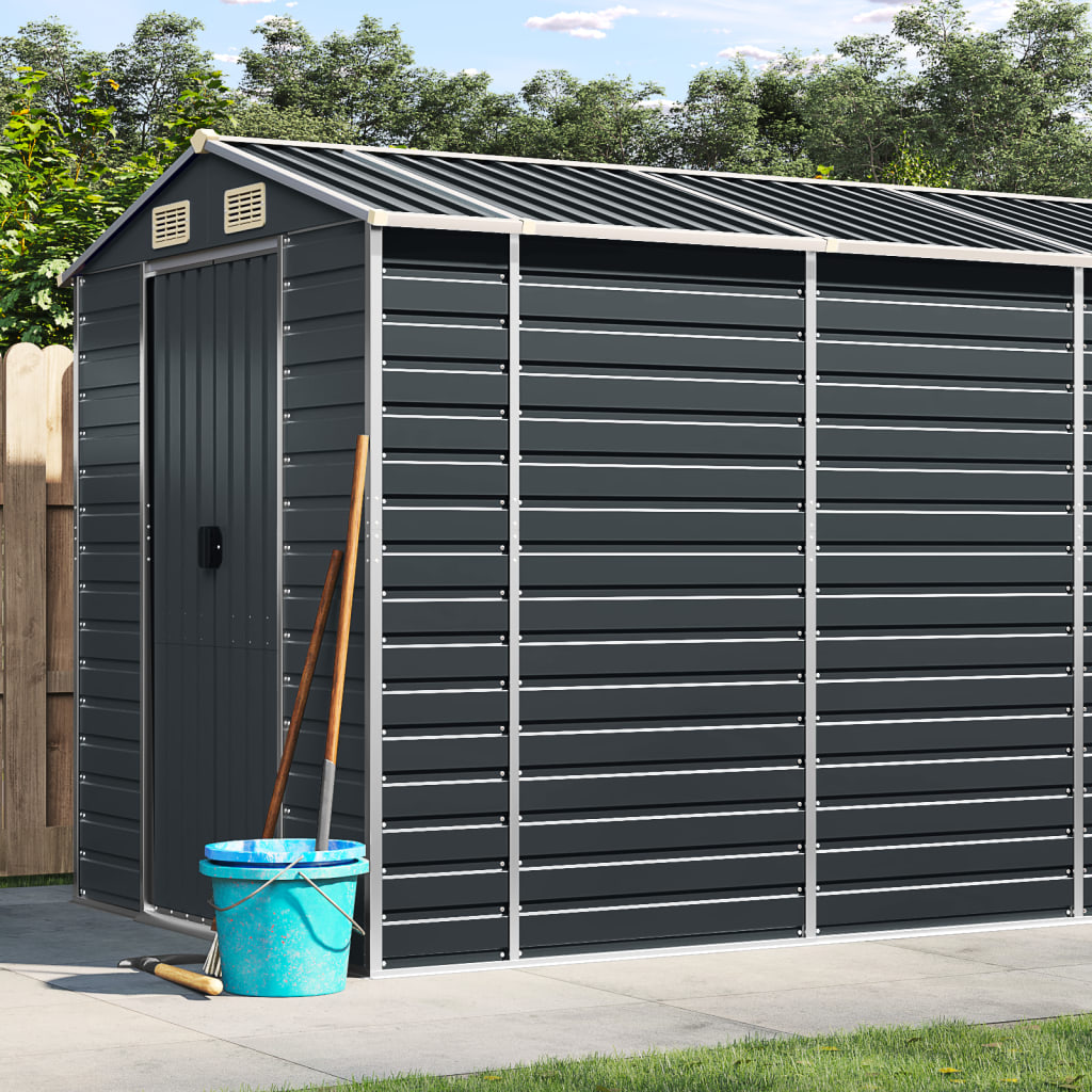 Vidaxl Garden Shed 191x470x198 cm Galvaniseret stål Antracit -farvet