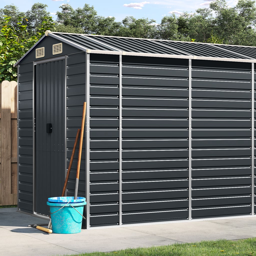 Vidaxl Garden Shed 191x640x198 cm Galvaniseret stål Antracit -farvet