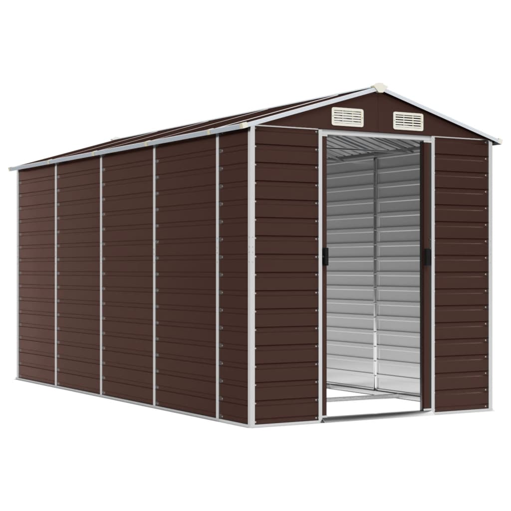 Vidaxl Garden Shed 191x385x198 CM Galvaniseret stålbrun