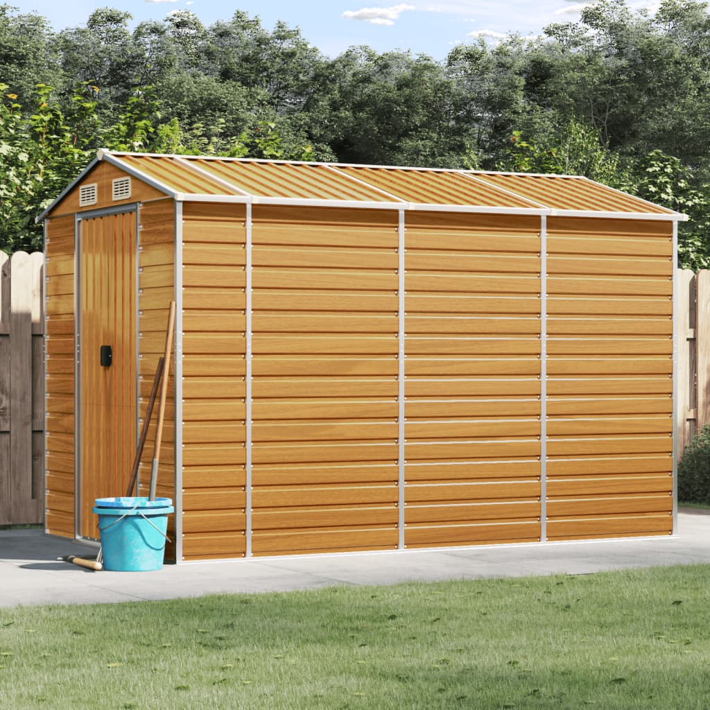 Vidaxl Garden Shed 191x300x198 cm Galvaniseret stål lysebrun