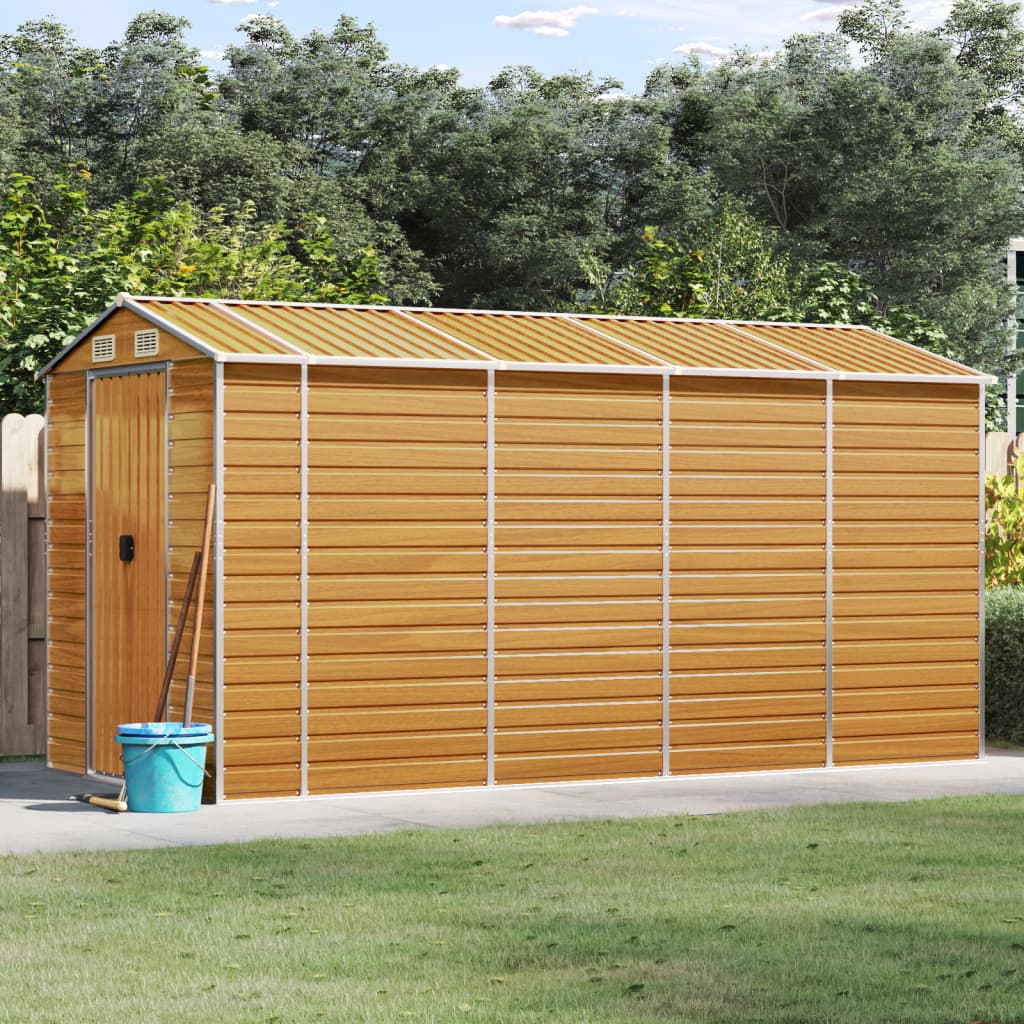 Vidaxl Garden Shed 191x385x198 cm galvanisert stål lysebrun