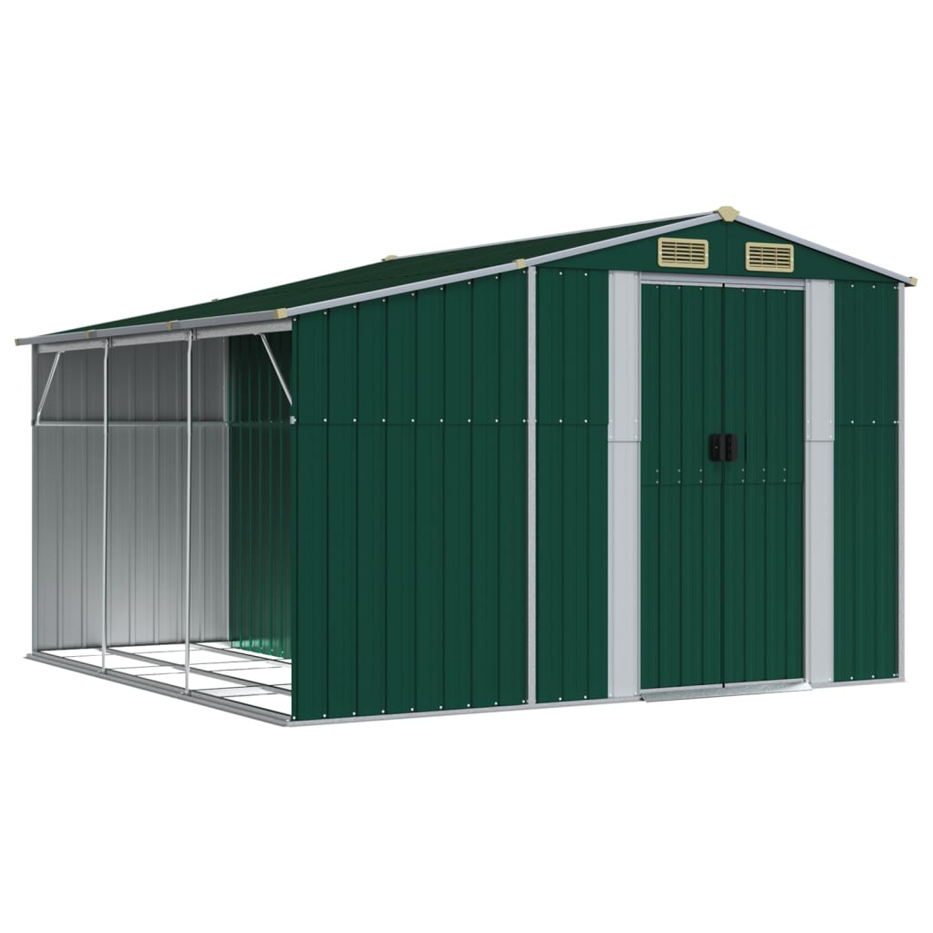 Vidaxl Garden Shed 277x279x179 cm galvaniseret stålgrøn