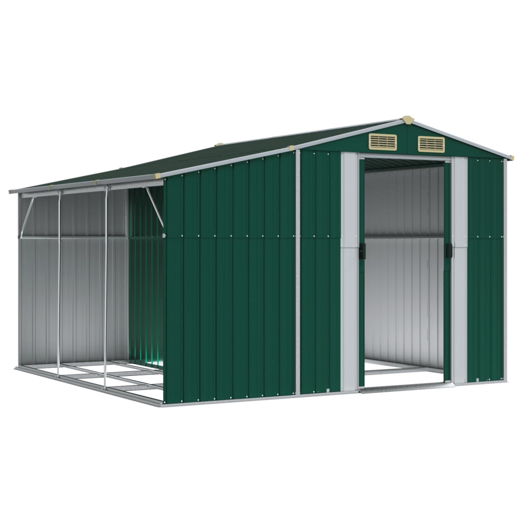 Vidaxl Garden Shed 277x279x179 cm galvaniseret stålgrøn