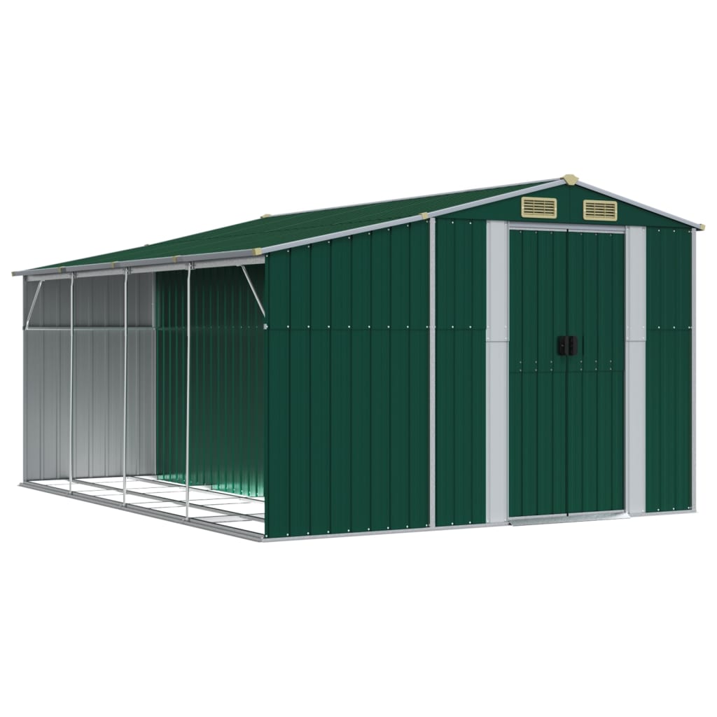 Vidaxl Garden Shed 277x365.5x179 cm galvaniseret stålgrøn