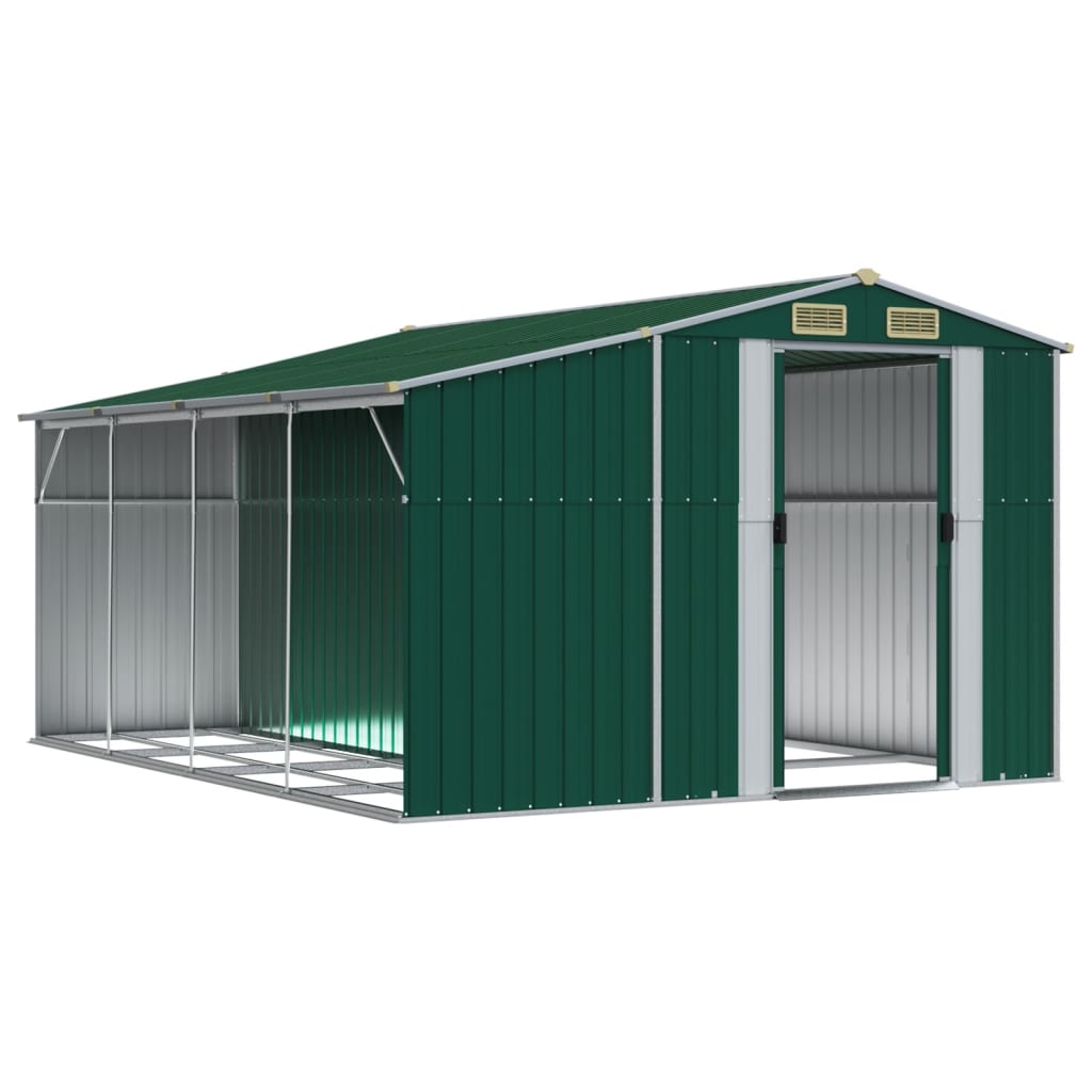 Vidaxl Garden Shed 277x365.5x179 cm galvaniseret stålgrøn