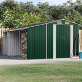 Vidaxl Garden Shed 277x365.5x179 cm galvaniseret stålgrøn