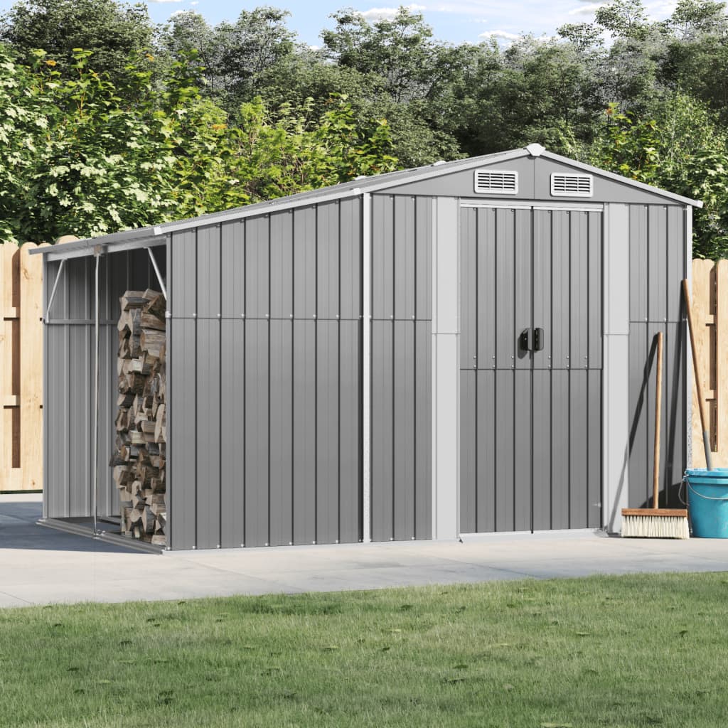 Vidaxl Garden Shed 277x192.5x179 cm galvaniseret stålgrå