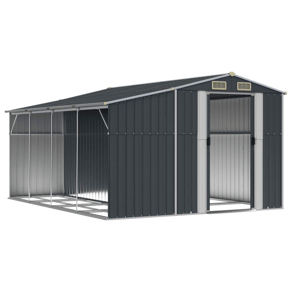 Vidaxl Garden Shed 277x365.5x179 cm Galvaniseret stål Antracitfarve