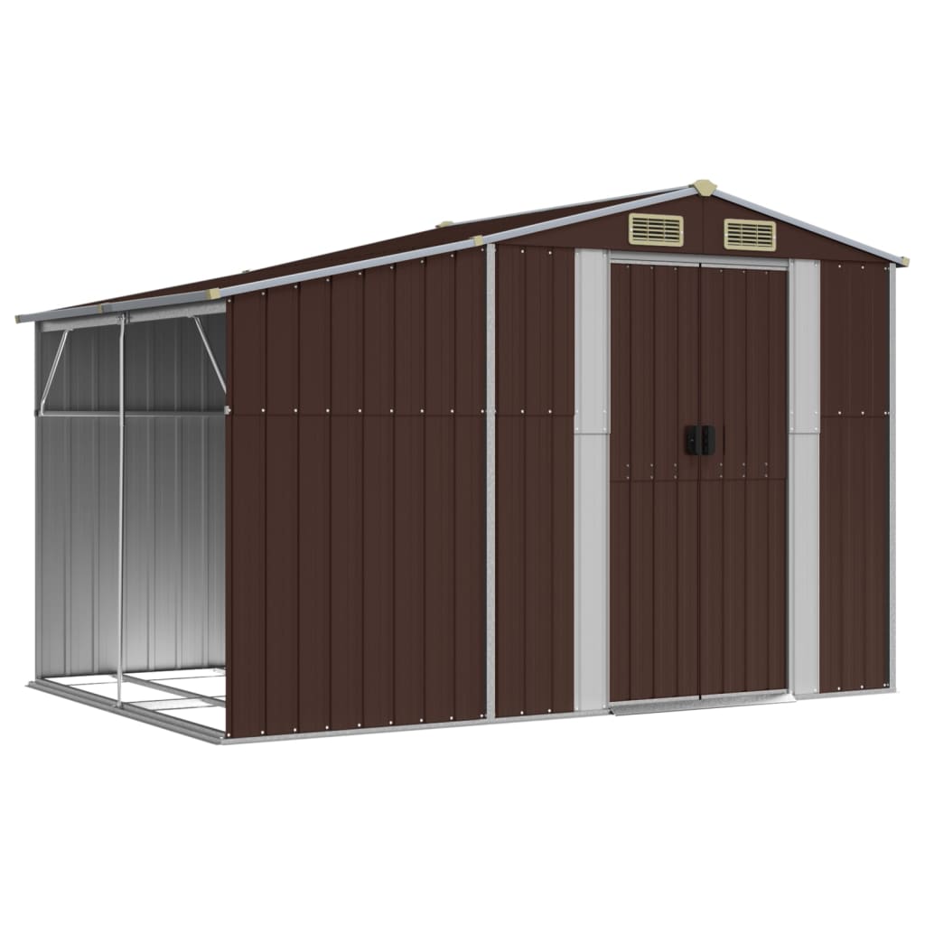 Vidaxl Garden Shed 277x192.5x179 cm galvaniseret stålbrun