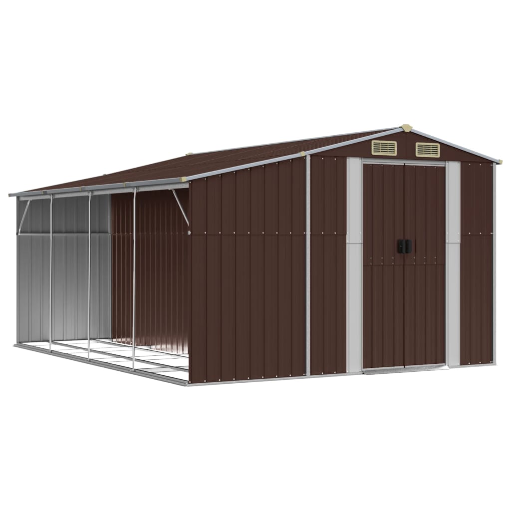 Vidaxl Garden Shed 277x365.5x179 cm galvaniseret stålbrun