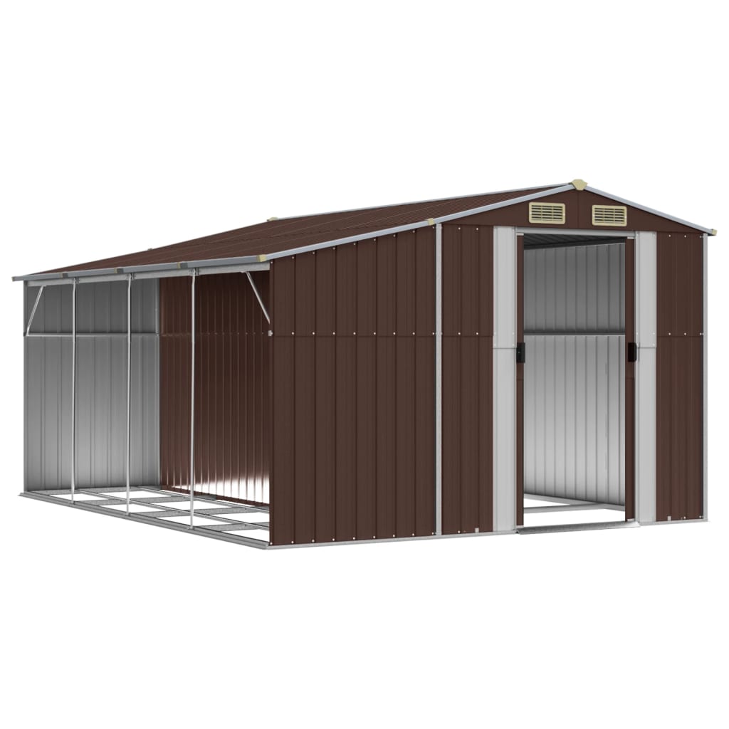 Vidaxl Garden Shed 277x365.5x179 cm galvaniseret stålbrun