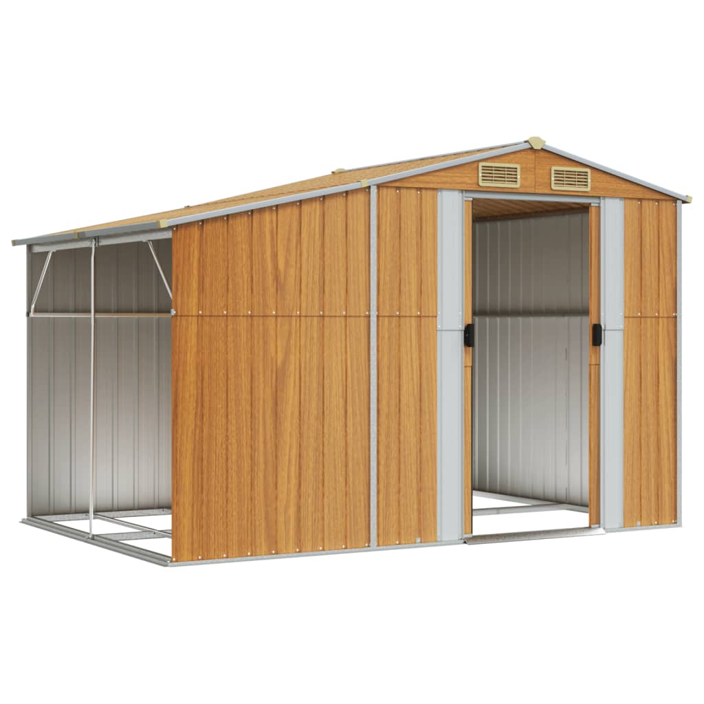 Vidaxl Garden Shed 277x192.5x179 cm galvaniseret stål lysebrun