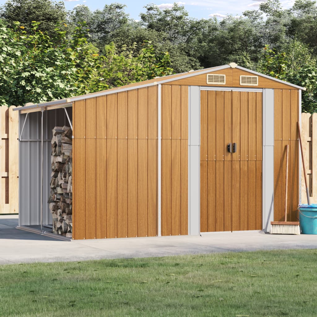 Vidaxl Garden Shed 277x192.5x179 cm galvaniseret stål lysebrun