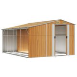 Vidaxl Garden Shed 277x365.5x179 cm galvaniseret stål lysebrun