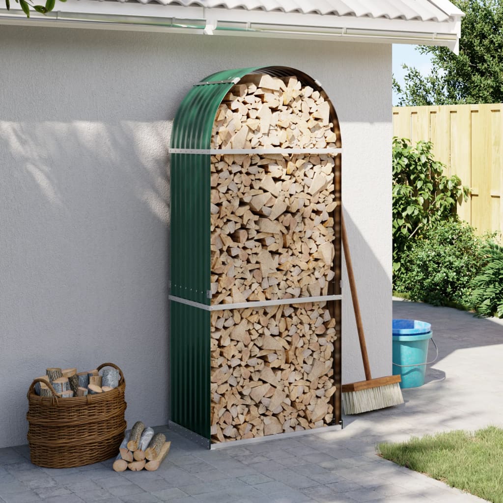 VIDAXL Firewood Storage 80x45x190 cm in acciaio zincato