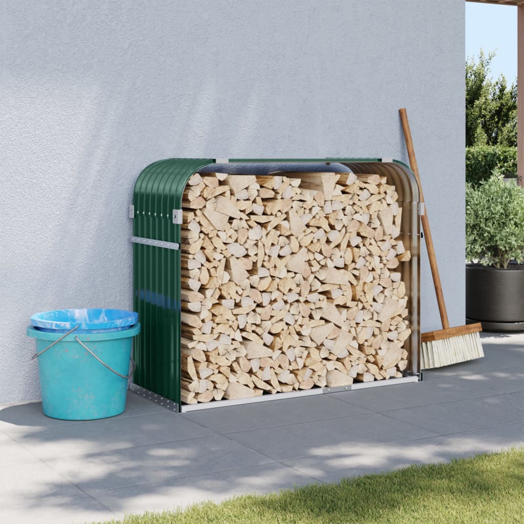 Vidaxl Firewood storage 120x45x100 cm Galvanized Steel Green