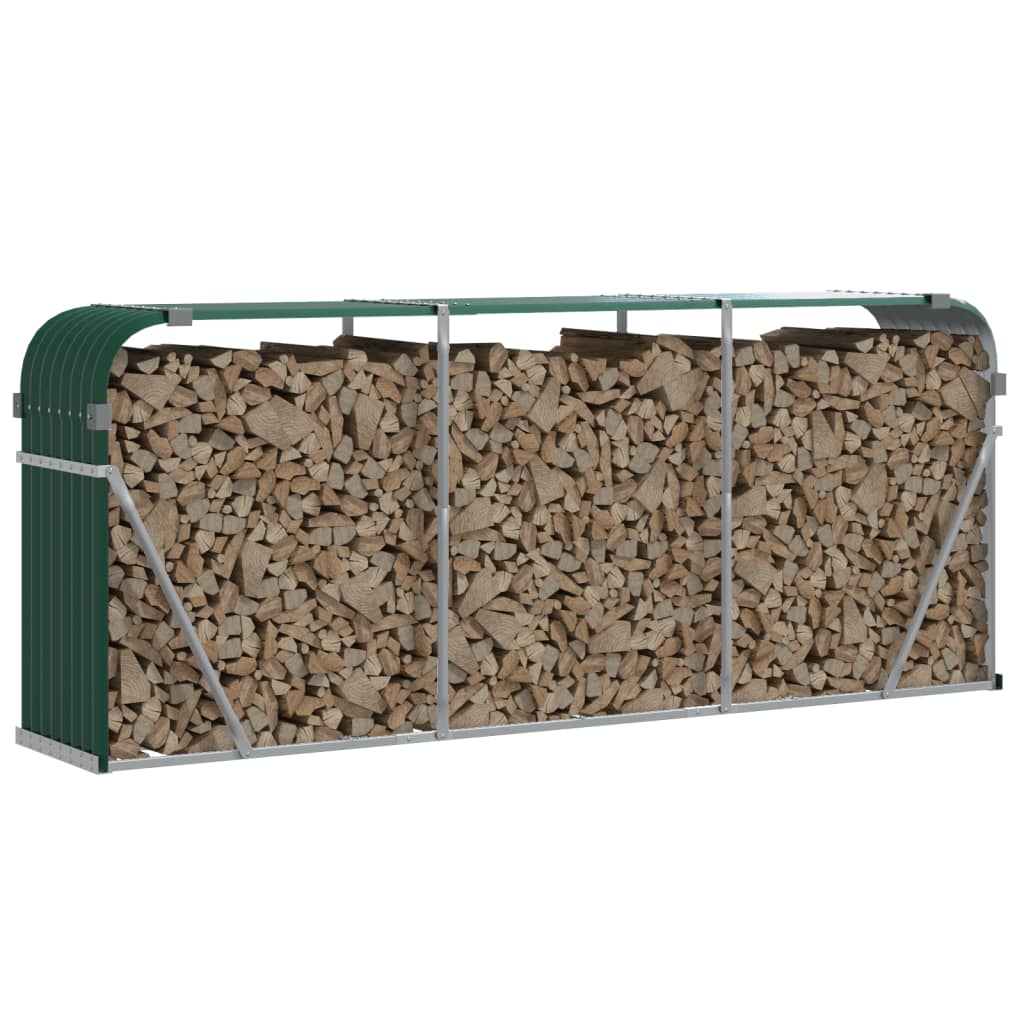 Vidaxl Firewood Storage 234x45x100 cm Green galvanizzato