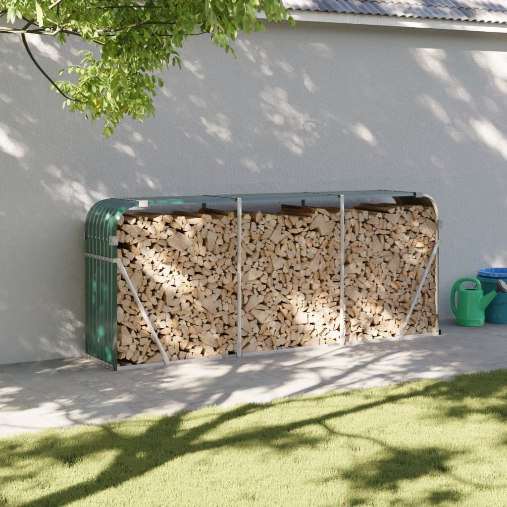 Vidaxl Firewood Storage 234x45x100 cm Green galvanizzato