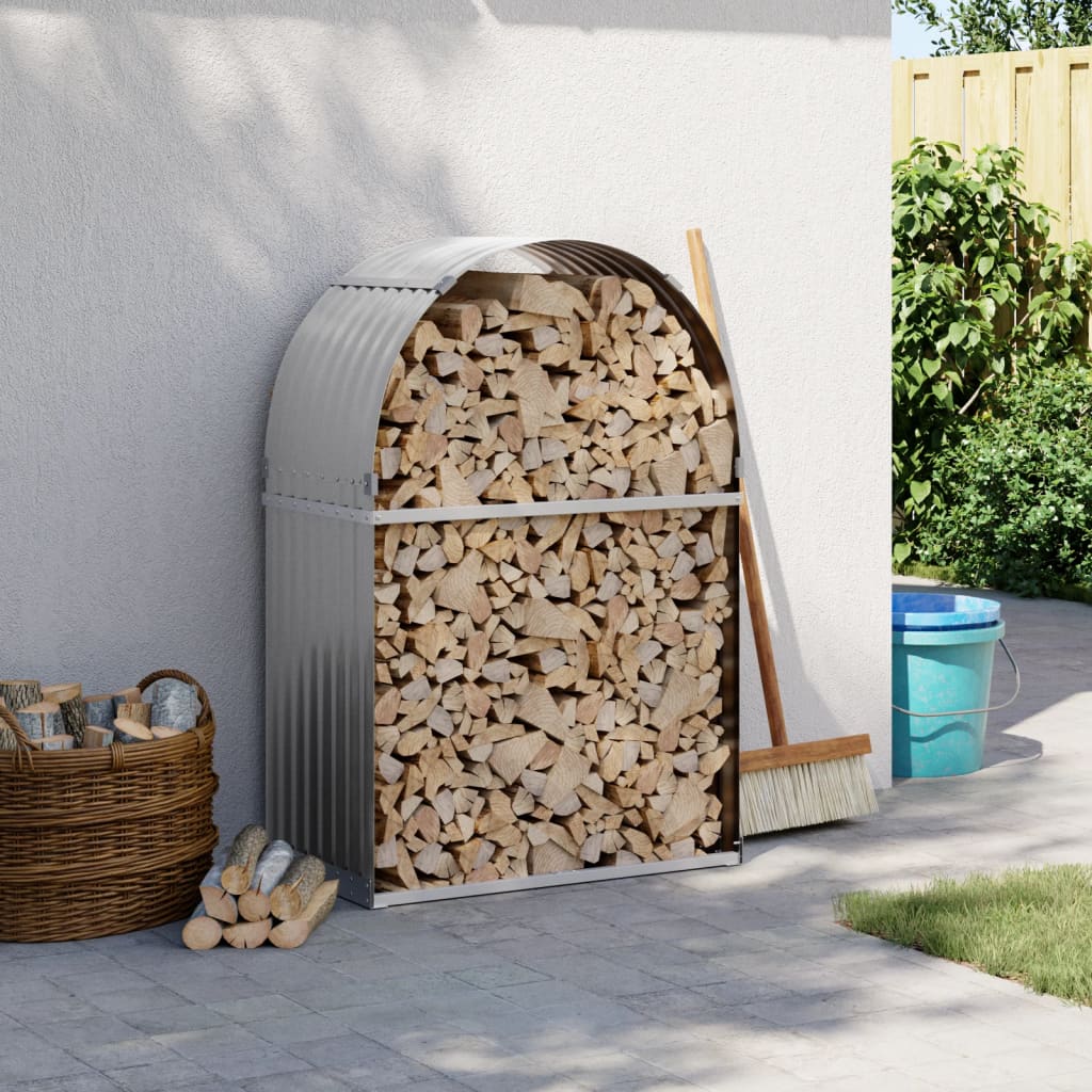 Vidaxl Firewood Storage 80x45x120 cm grigio chiaro in acciaio