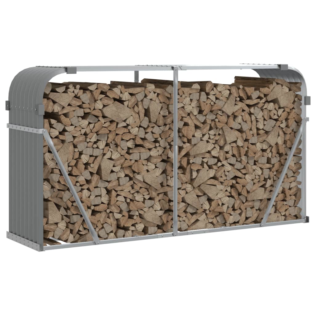 Vidaxl Firewood Storage 180x45x100 cm grigio chiaro in acciaio zincato