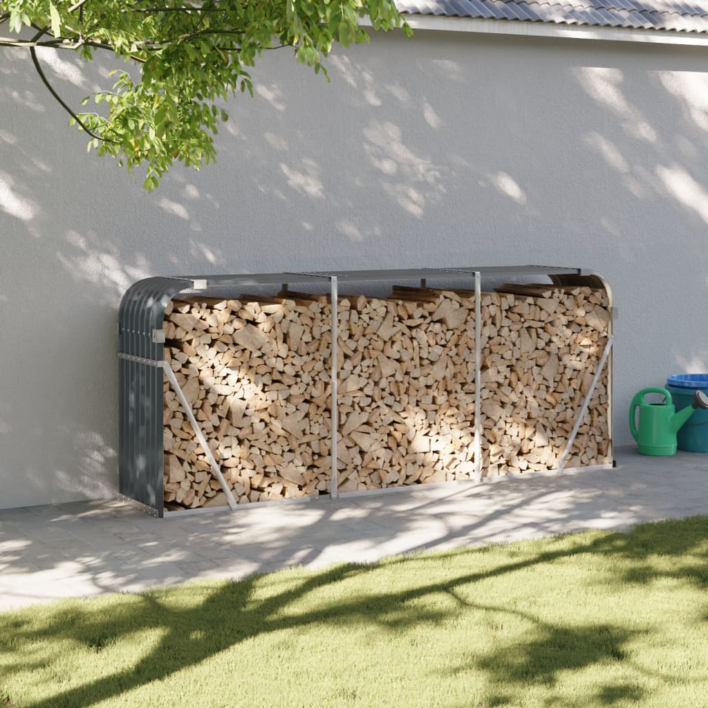 VidaXL Firewood storage 234x45x100 cm Galvanized Steel Anthracite