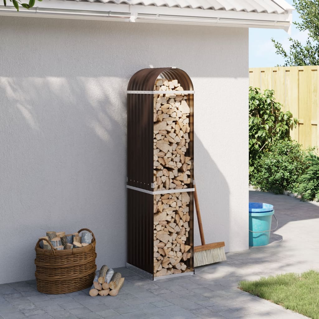 VidaXL Firewood storage 40x45x170 cm Galvanized Steel Brown