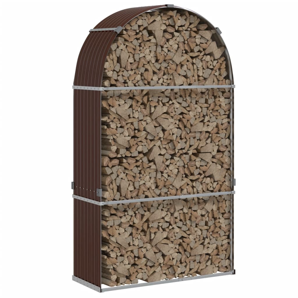 Vidaxl Firewood Storage 120x45x210 cm ocynkowana stalowa brąz