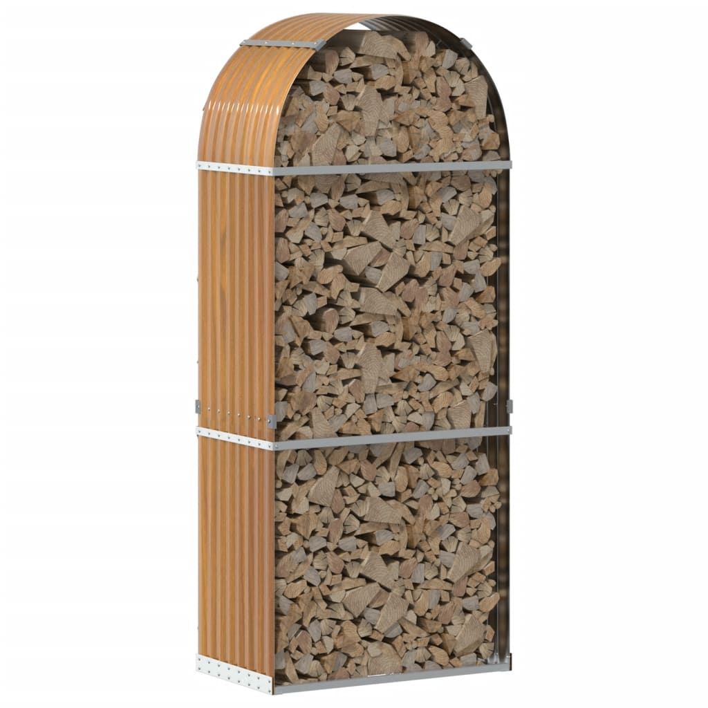 Vidaxl Firewood Storage 80x45x190 cm in acciaio zincato in acciaio chiaro