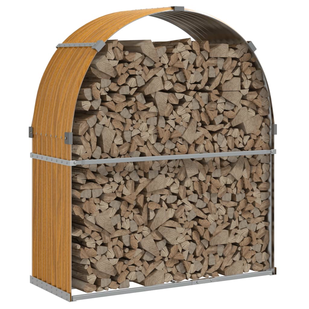 Stockage de bois de chauffage vidaxl 120x45x140 cm en acier galvanisé brun clair