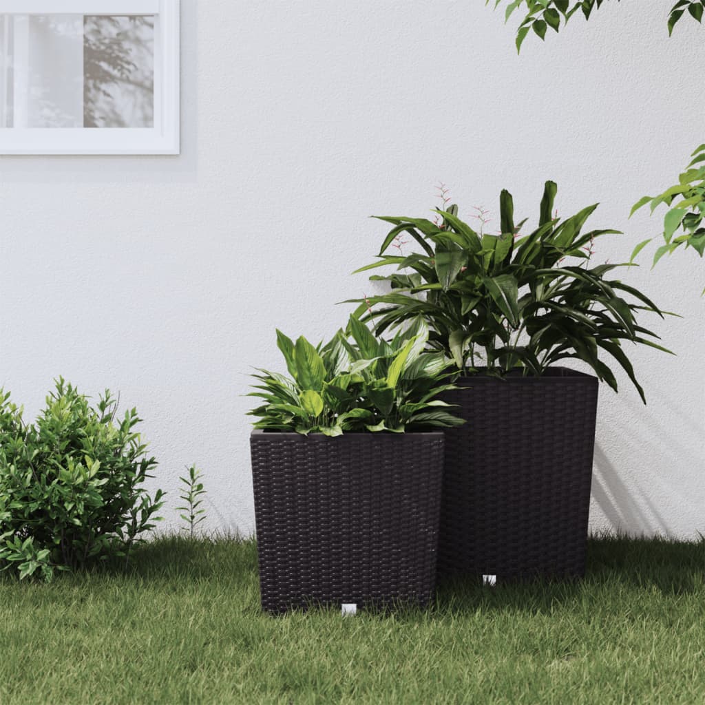 Plantador Vidaxl con Rattan Bak Rattan extraíble 21 32 L PP Brown