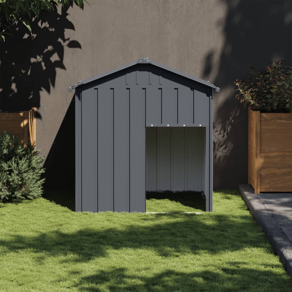 Vidaxl dog loft with roof 117x103x123 cm galvanized steel anthracite