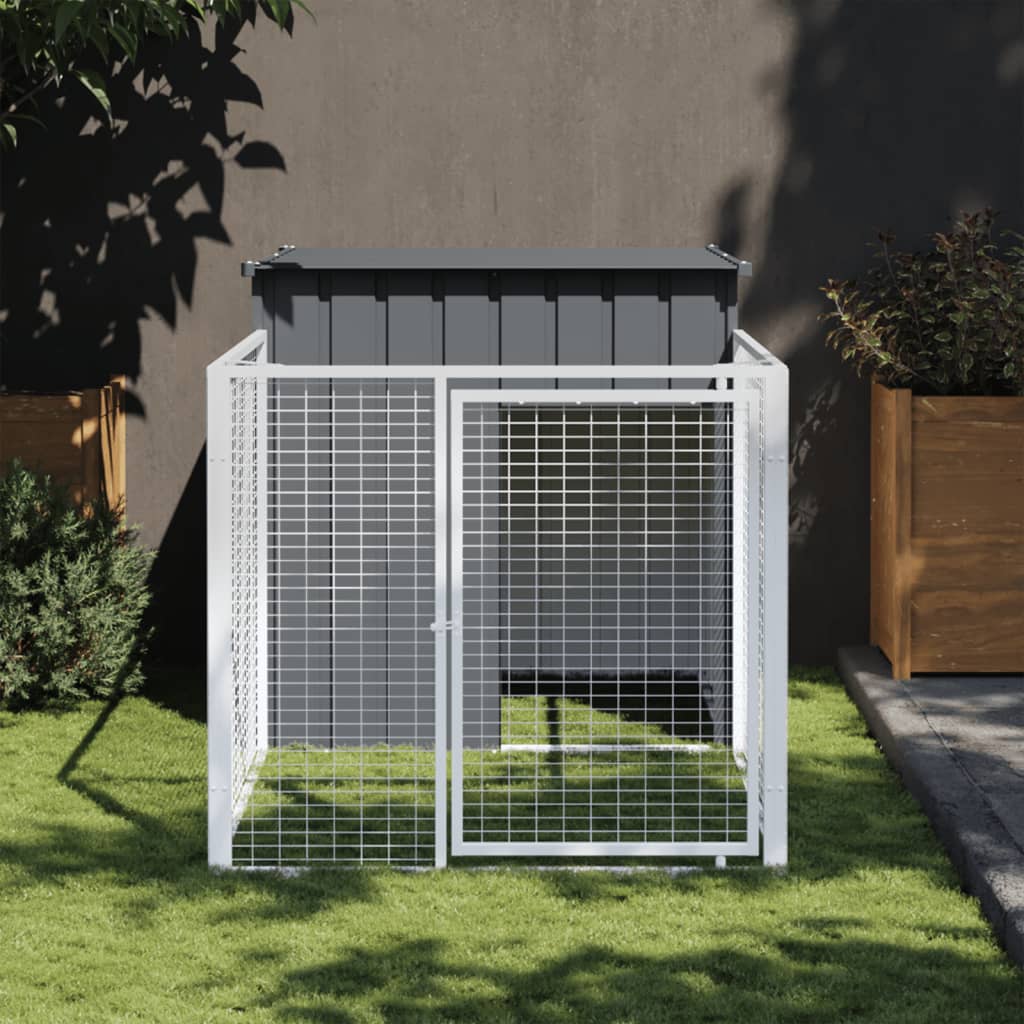 Vidaxl dog loft with roof 110x201x110 cm galvanized steel anthracite