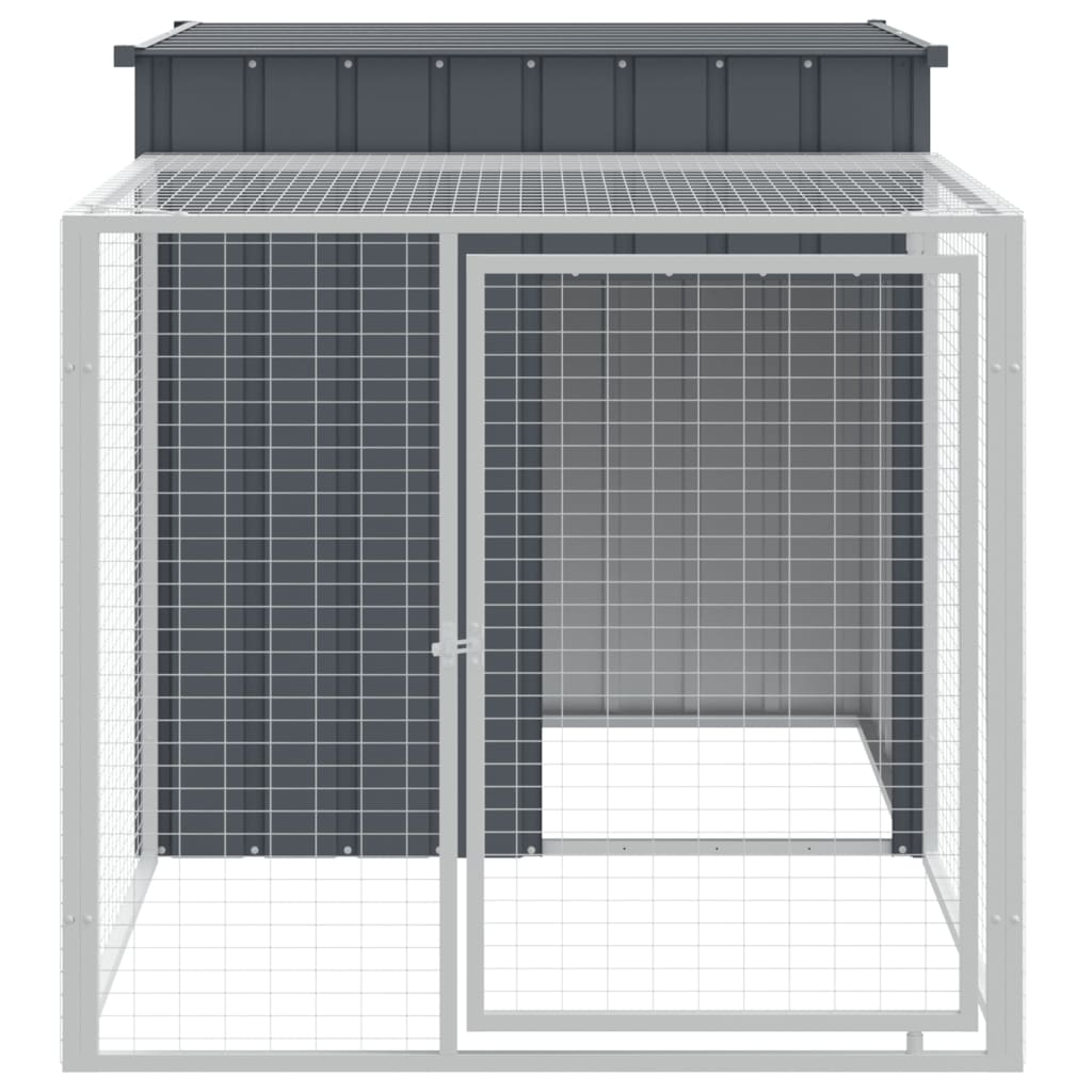 Vidaxl piščančji coop z vožnjo 110x201x110 cm pocinkani jekleni antracit